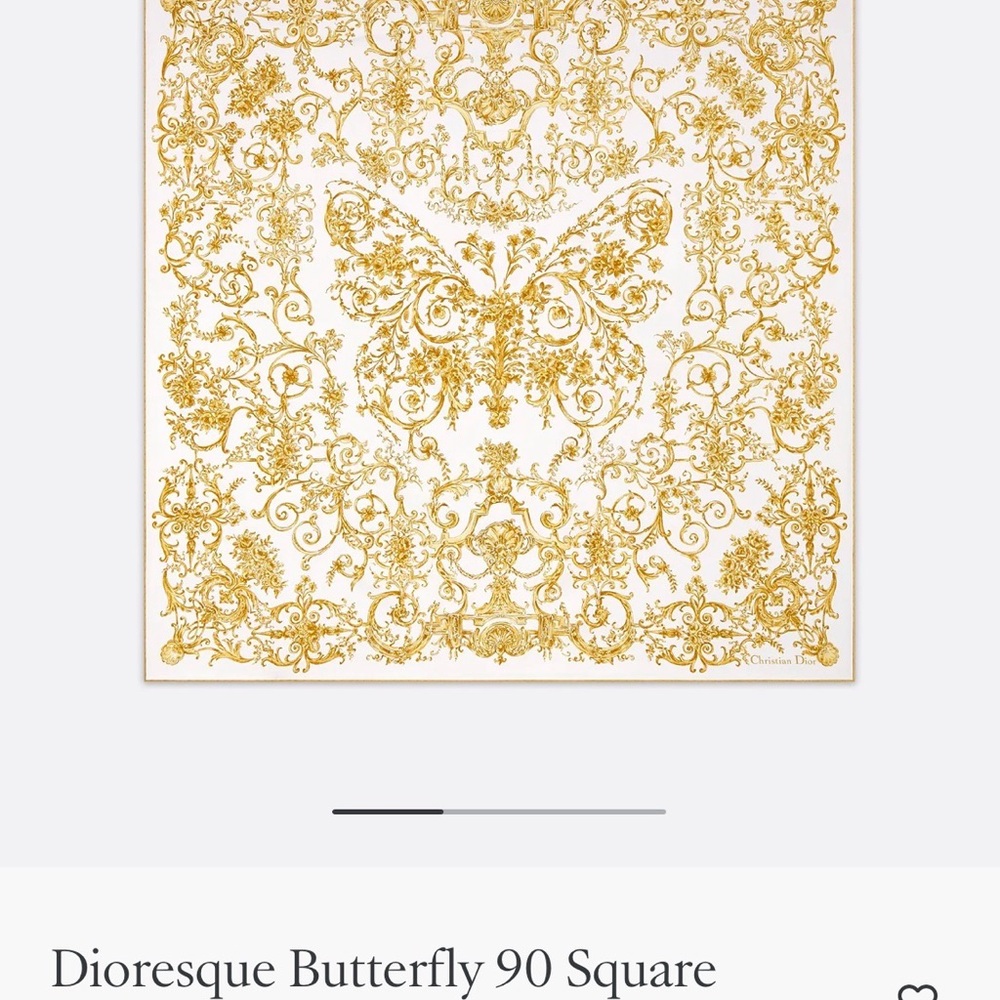 Gold and White Butterfly Square Scarf